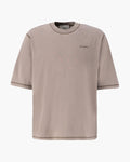 Ami Paris T-Shirt Logo Brodé Marron Délavé