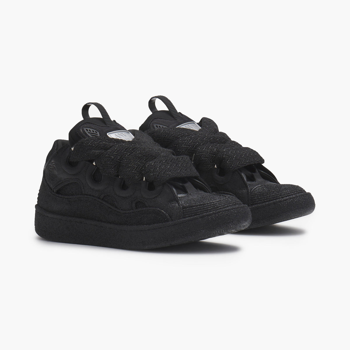 Lanvin Leather Curb Sneaker Strass Black