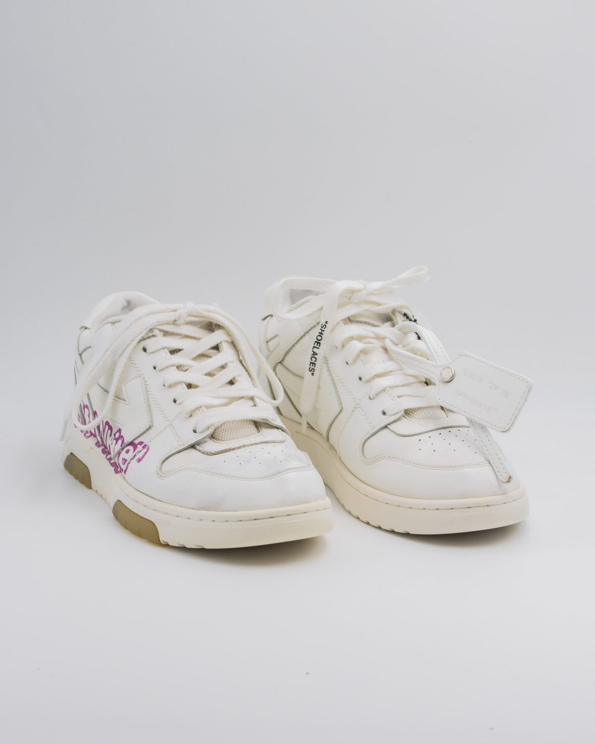 Off-White Out Of Office "Ooo" Logo White, Fuchsia Low Top Sneakers