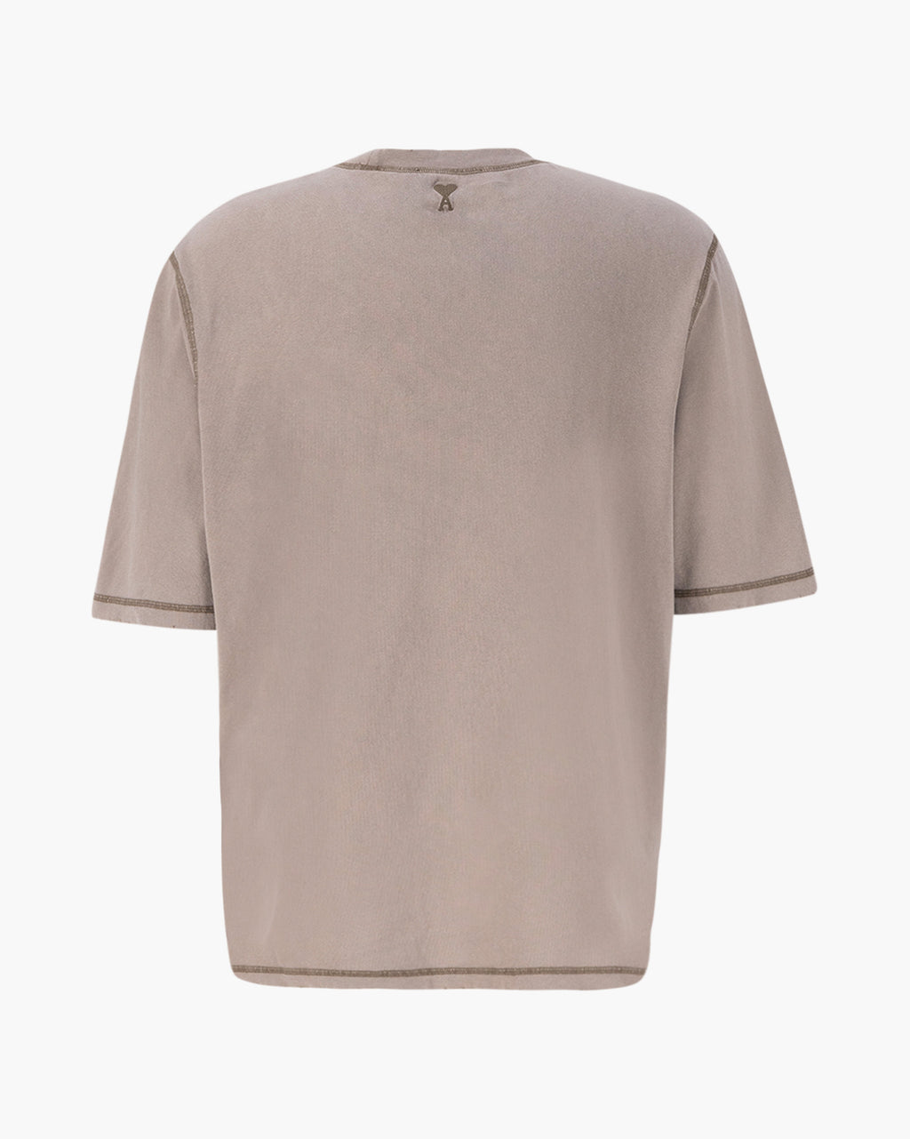 Ami Paris T-Shirt Logo Brodé Marron Délavé