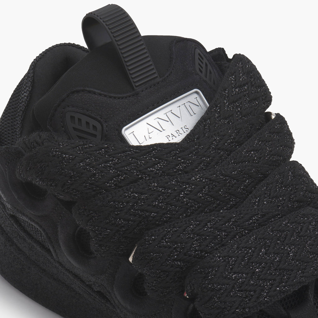 Lanvin Leather Curb Sneaker Strass Black