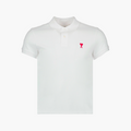 Polo Ami Paris Blanc De Coeur Rouge