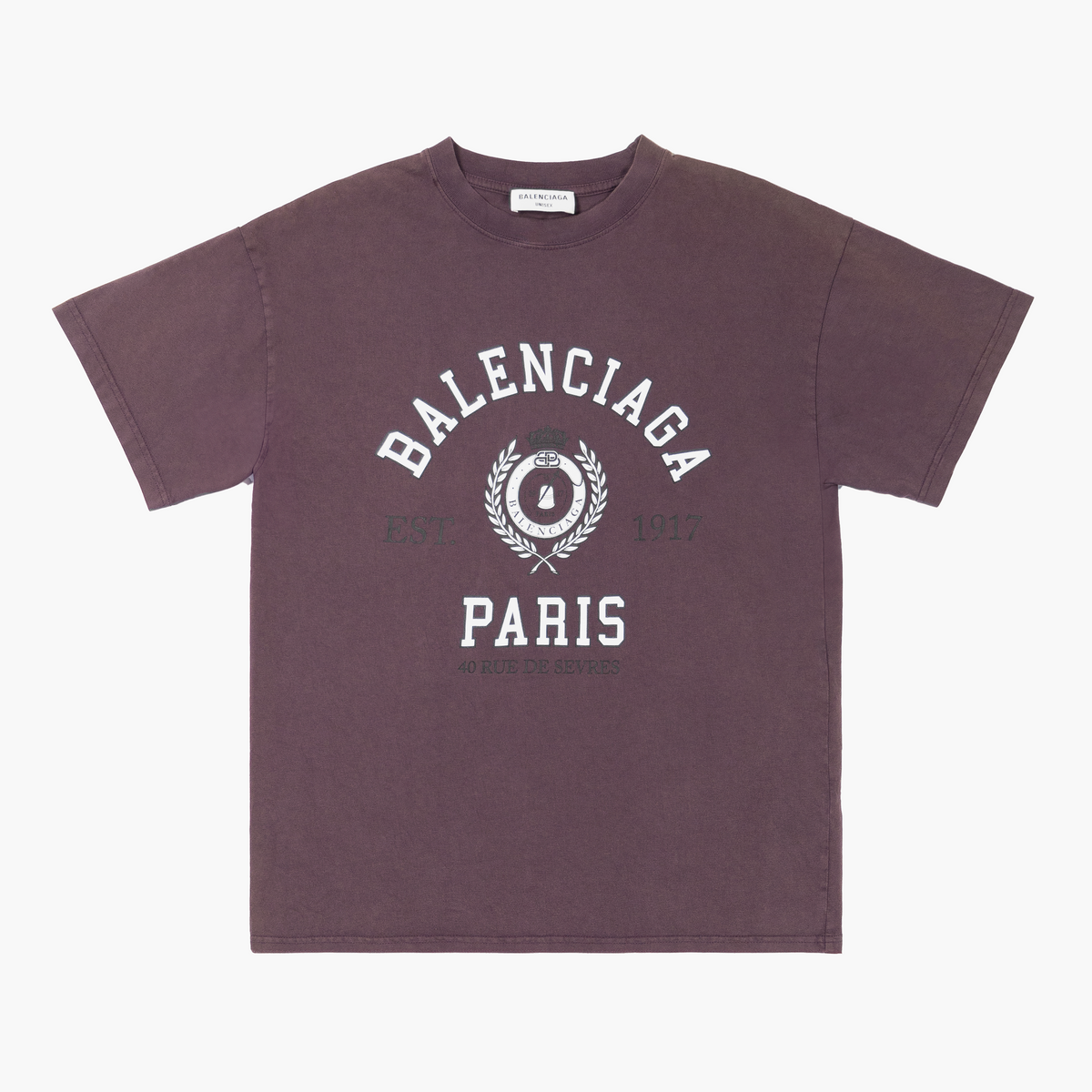 Balenciaga T-Shirt College 1917 Bordeaux