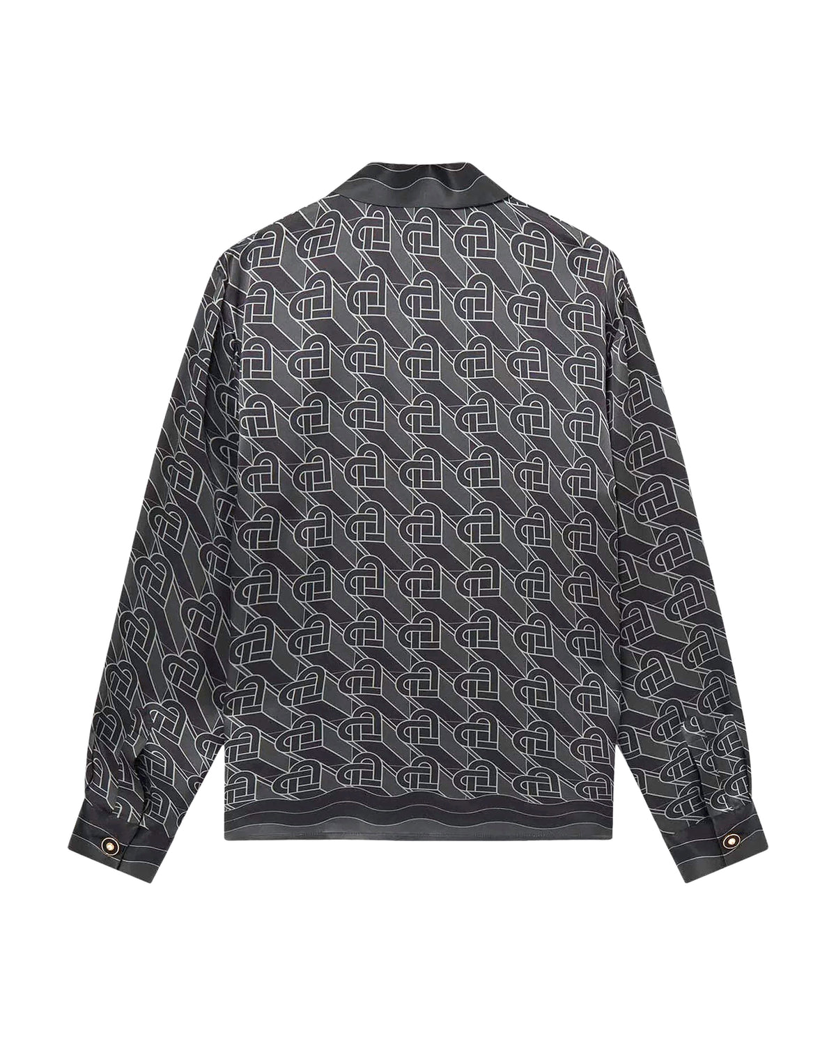 Casablanca Heart Monogram-print Silk Shirt Noir