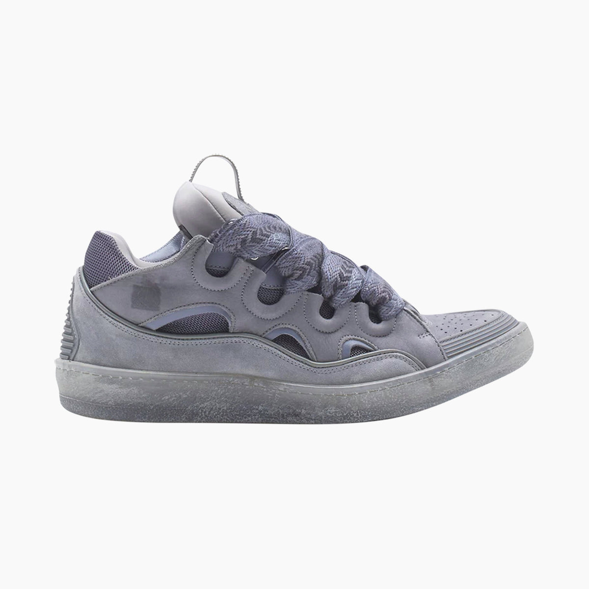 Lanvin Leather Curb Sneaker Dark Grey
