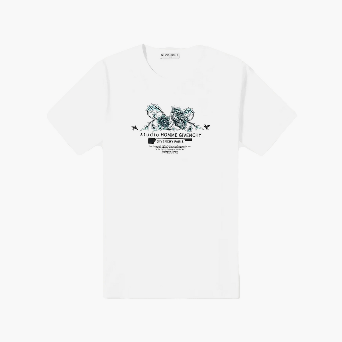 Givenchy T-shirt Aqua Floral Print Blanc