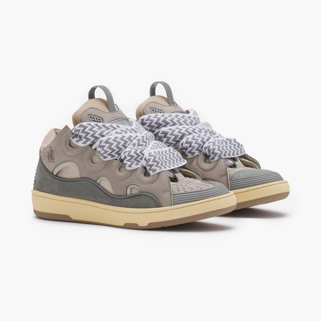 Lanvin Leather Curb Sneaker Grey White