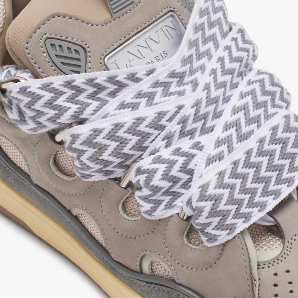 Lanvin Leather Curb Sneaker Grey White