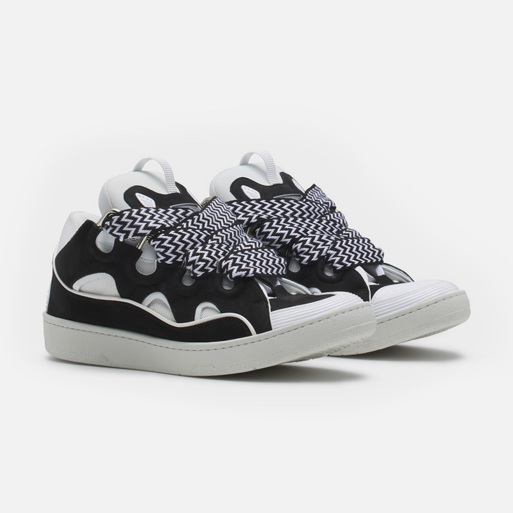 Lanvin Leather Curb Sneaker White Black