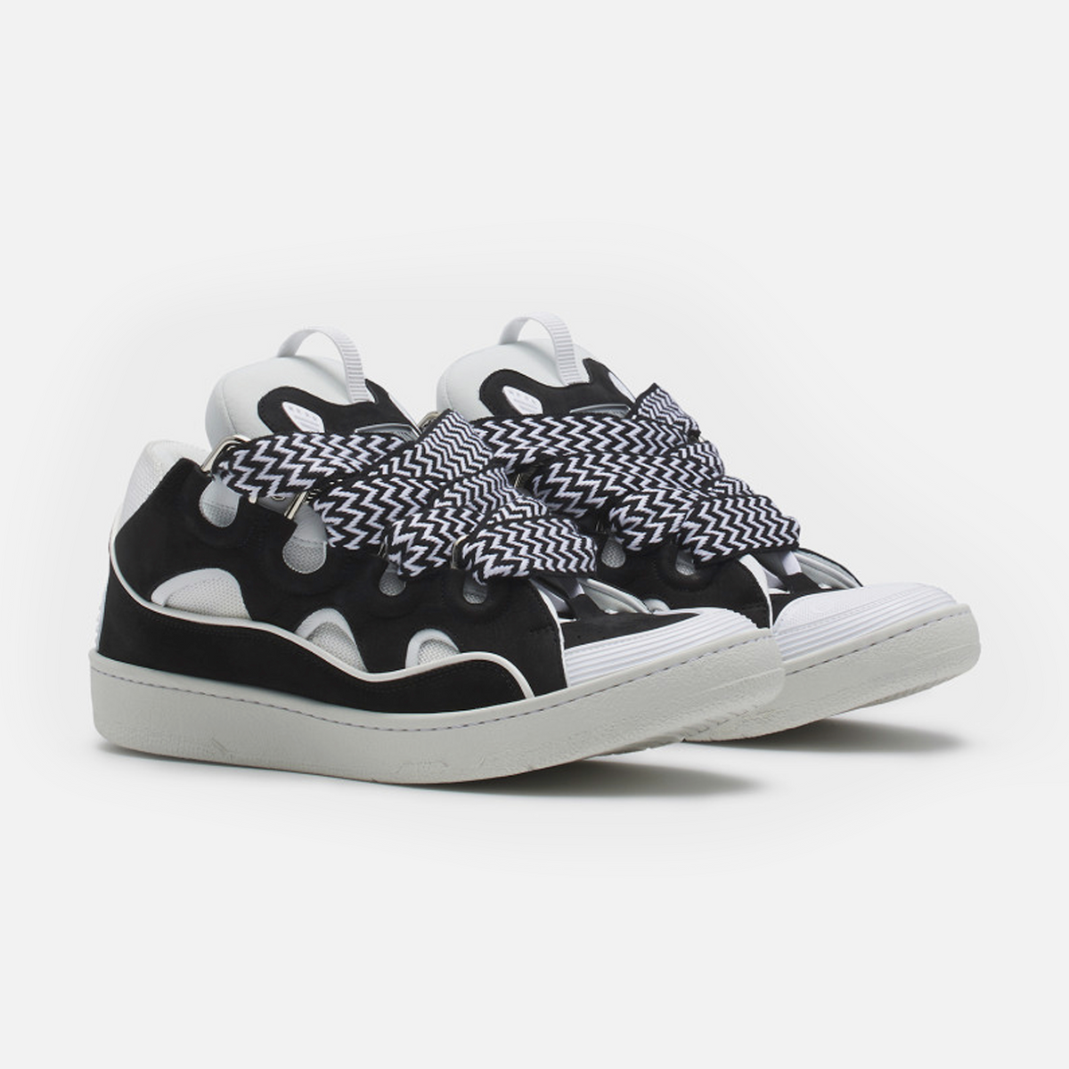Lanvin Leather Curb Sneaker White Black