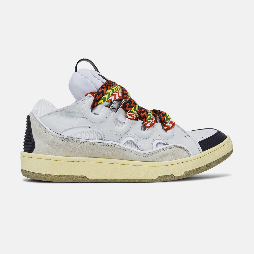 Lanvin Leather Curb Sneaker White Ivory