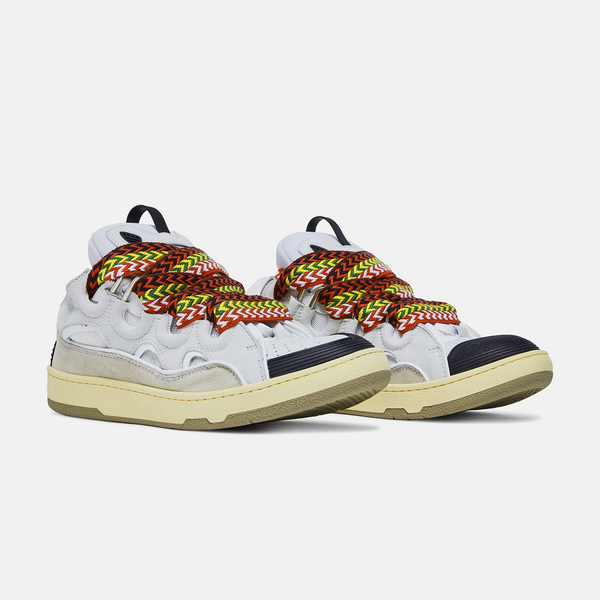 Lanvin Leather Curb Sneaker White Ivory