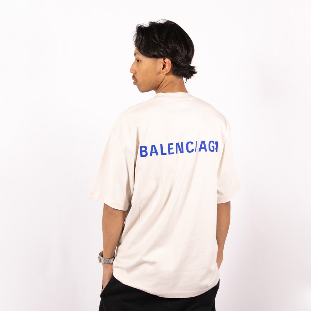 Balenciaga T-Shirt Back Logo Crème