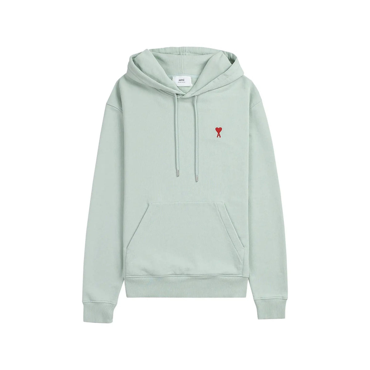 Ami Paris Hoodie Vert Pale Ami de Coeur Rouge