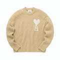 Ami Paris Pull Col Rond Ami de Coeur Crème