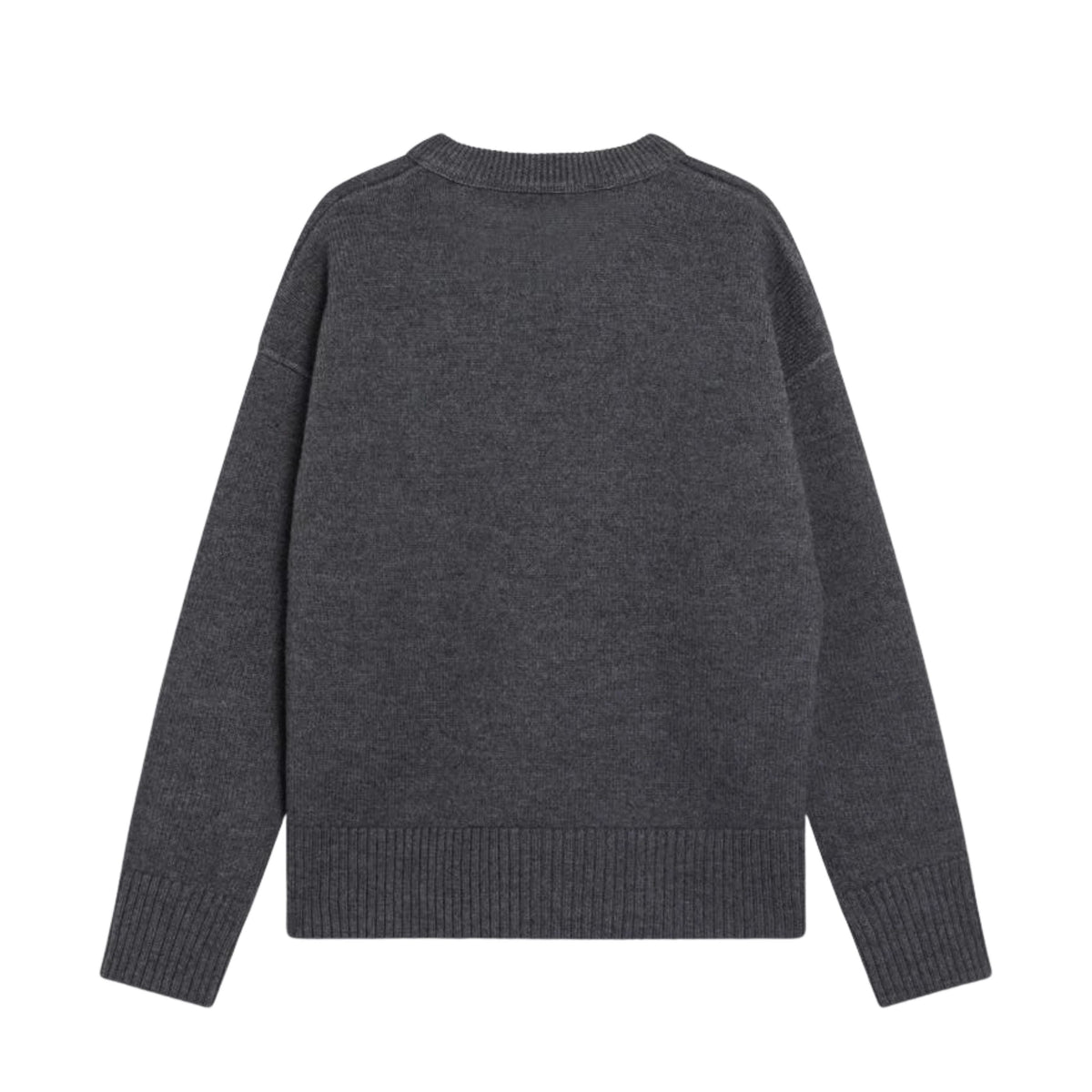 Ami Paris Pull Crewneck Gris Amin de Coeur Rouge
