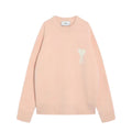 Ami Paris Pull Crewneck Rose Ami de Coeur Blanc