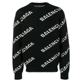 Balenciaga Wool All Over Print Sweater Black