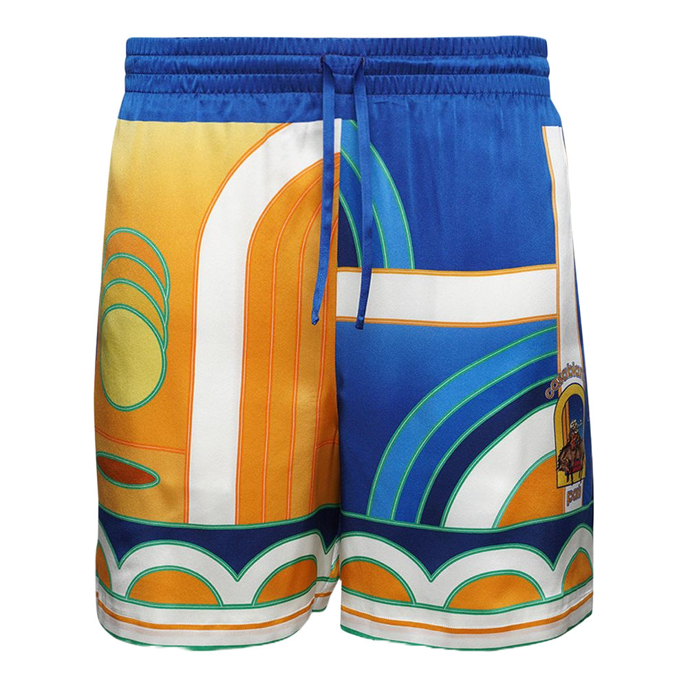 Casablanca Silk Shorts With Drawstrings 'Paysage'