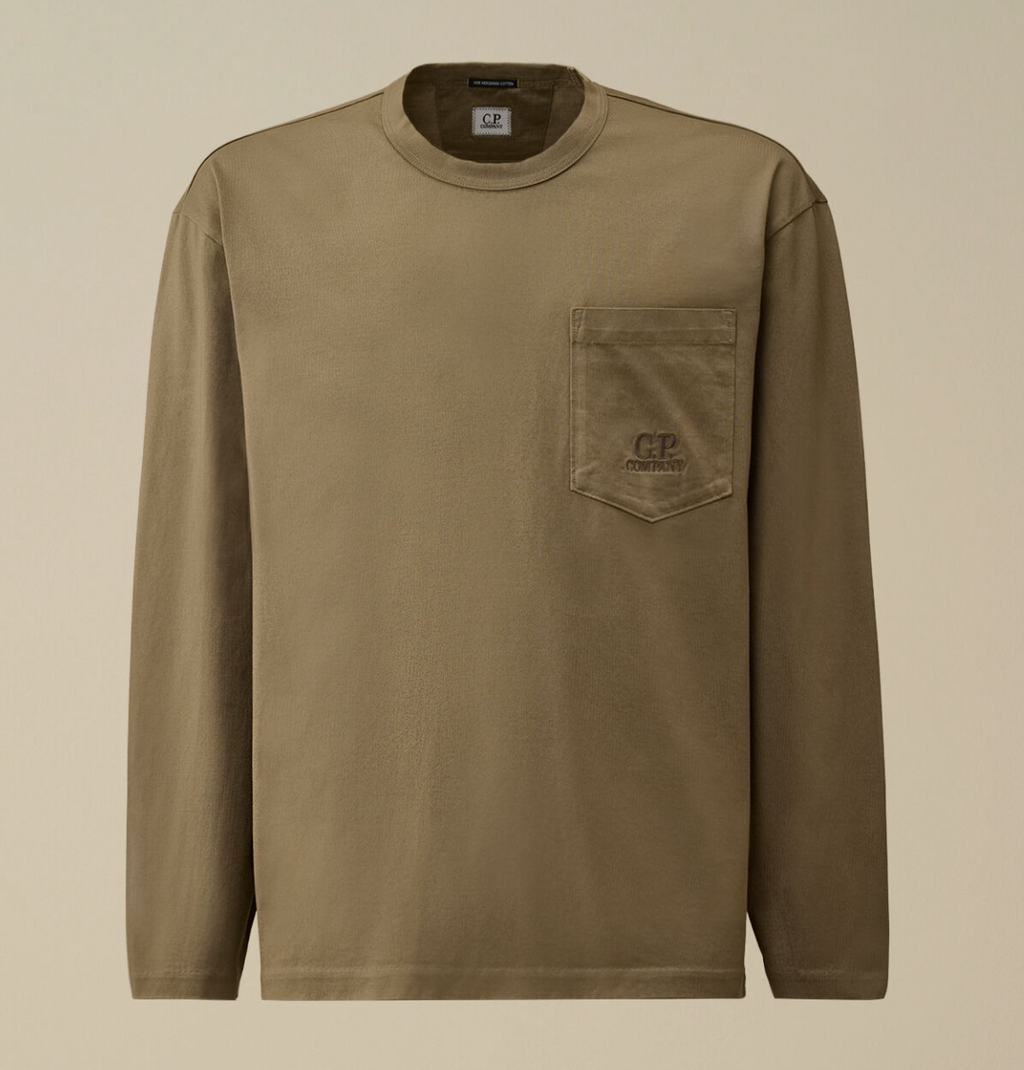 CP Company T-shirt Long Sleeve Jersey Twisted Kaki