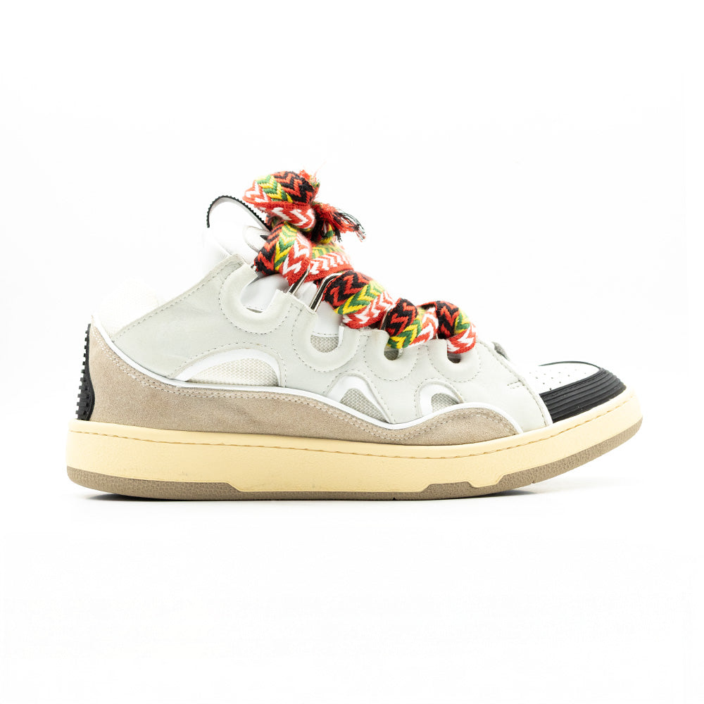 Lanvin Leather Curb Sneaker White Ivory