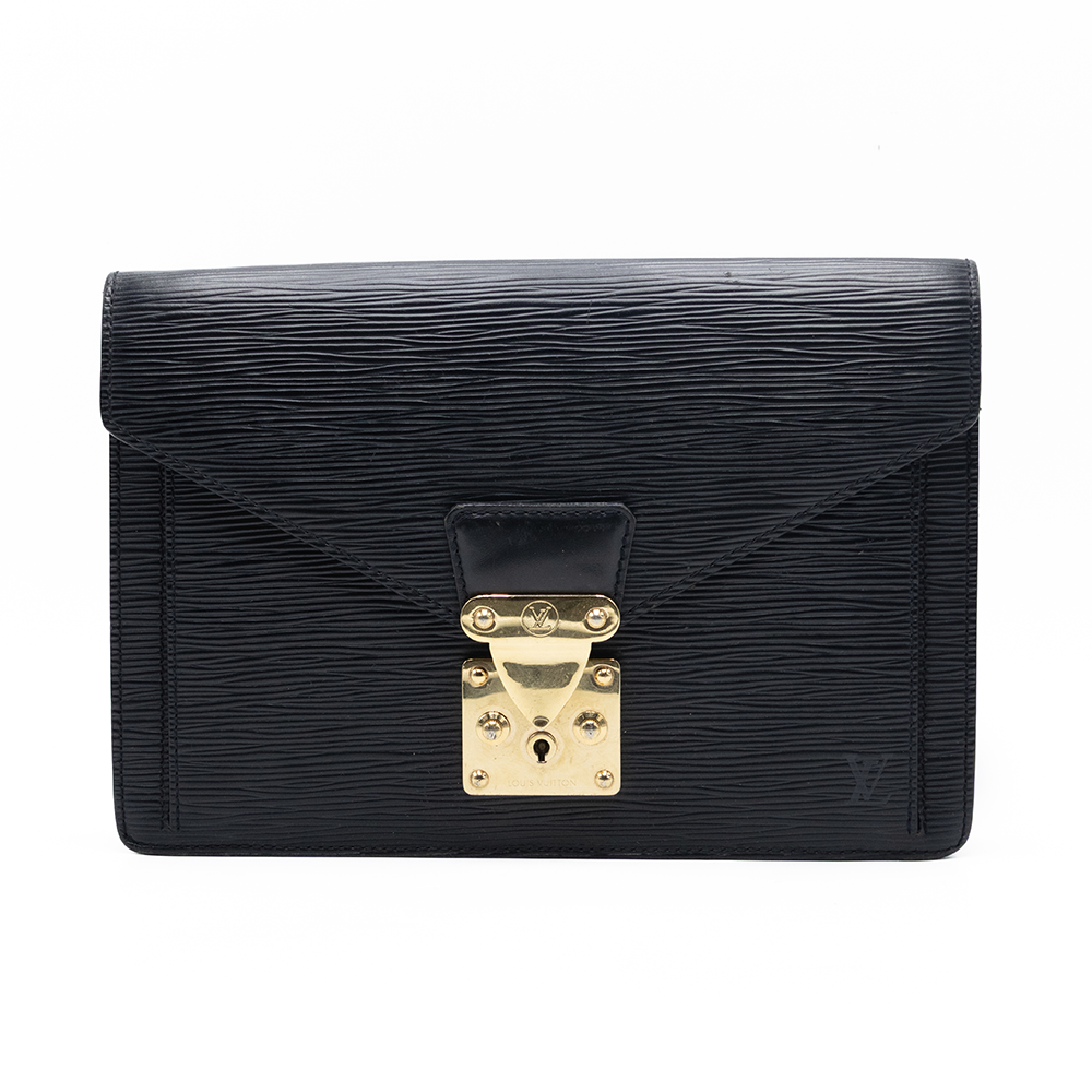 Louis Vuitton Sac Sellier Pochette avec Dragonne Cuir Epi Noir