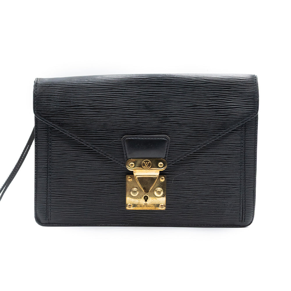 Louis Vuitton Sac Sellier Pochette avec Dragonne Cuir Epi Noir