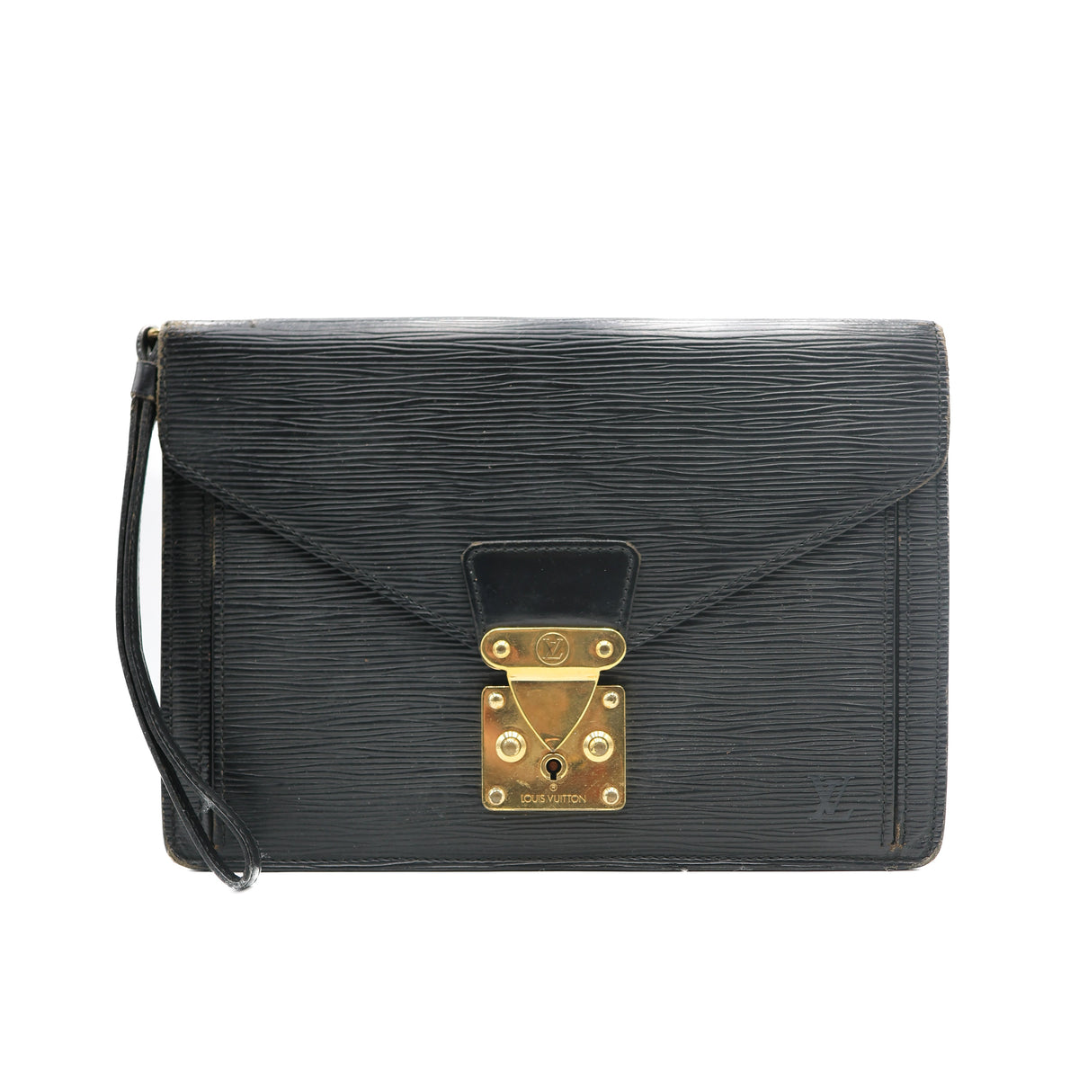 Louis Vuitton Sac Sellier Pochette avec Dragonne Cuir Epi Noir