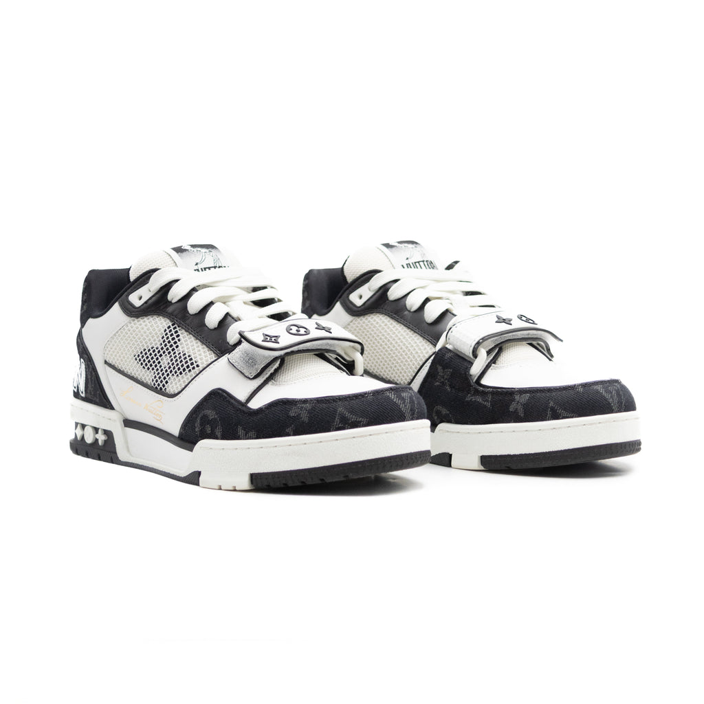 Louis Vuitton Trainer Velcro Strap Monogram Denim Black White