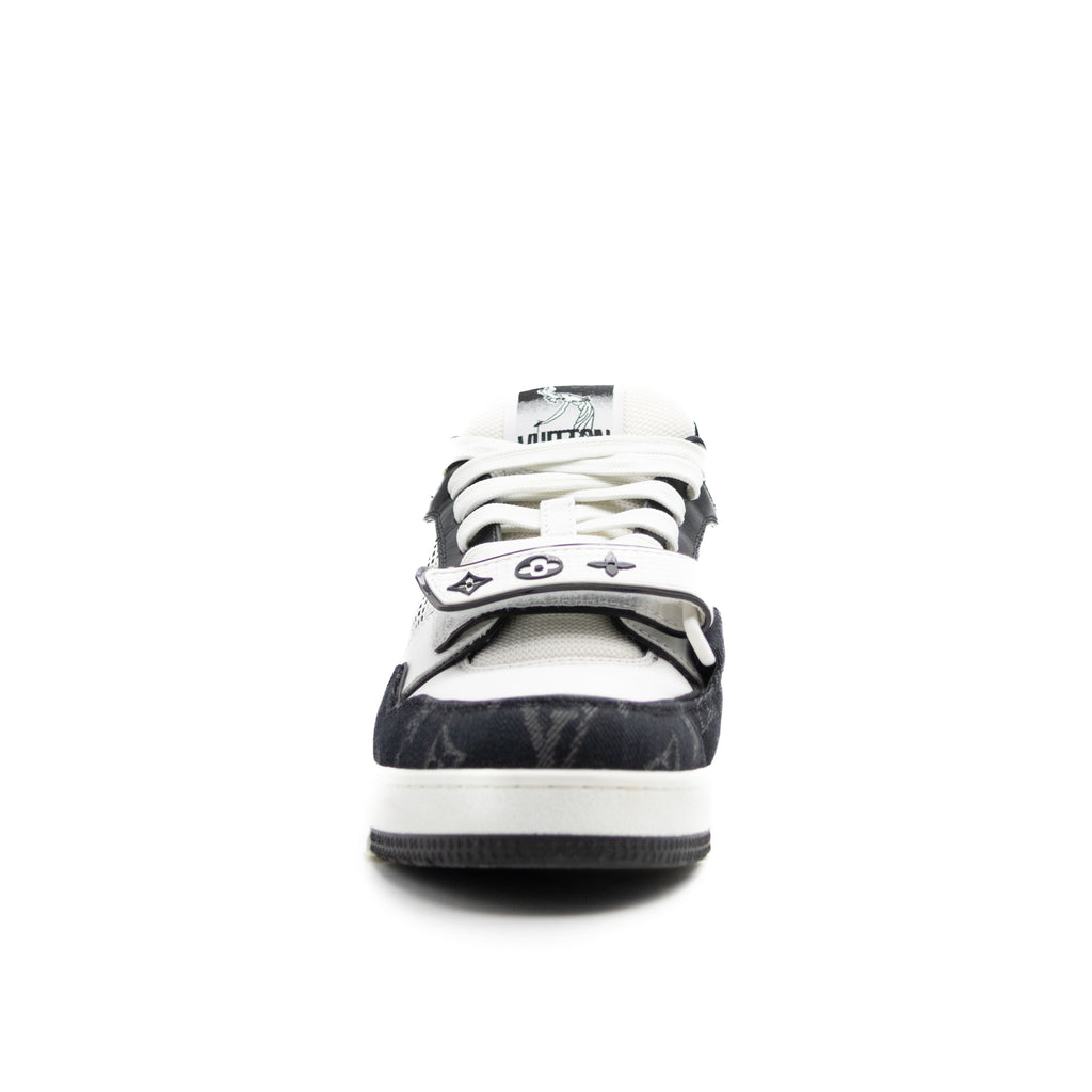 Louis Vuitton Trainer Velcro Strap Monogram Denim Black White