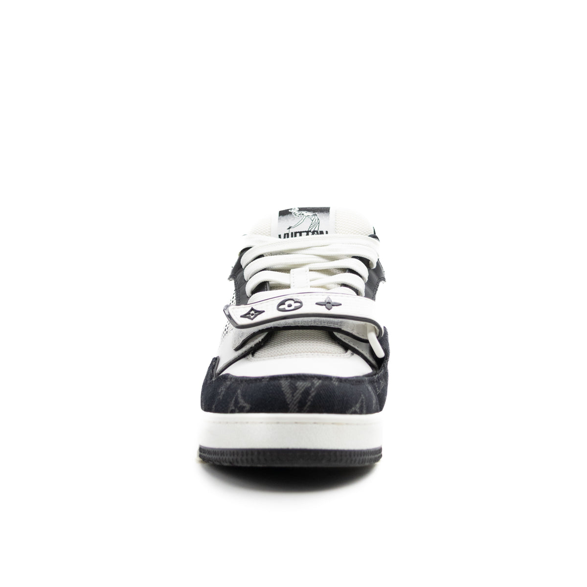 Louis Vuitton Trainer Velcro Strap Monogram Denim Black White