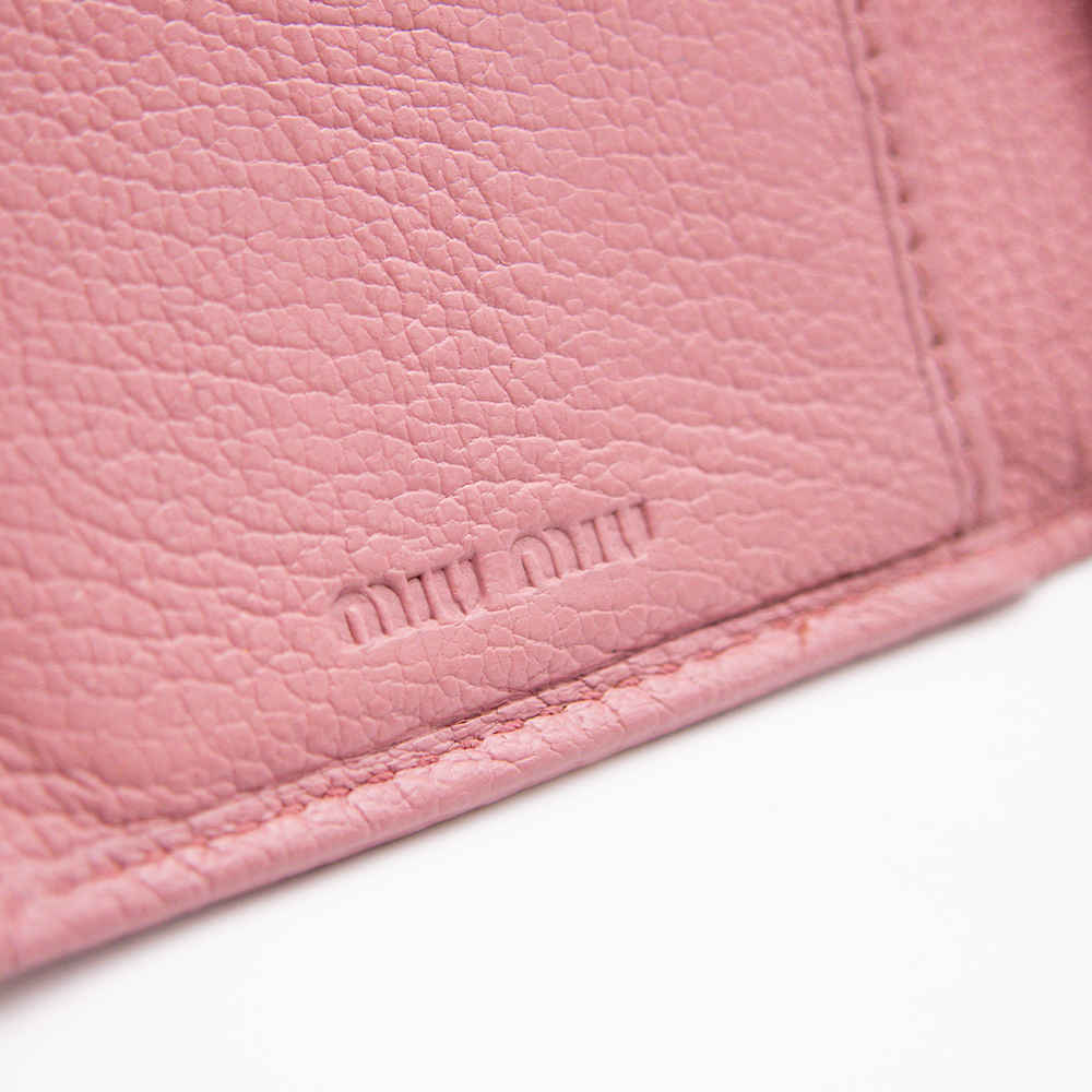 Miu Miu Portefeuille 3 volets Cuir Rose