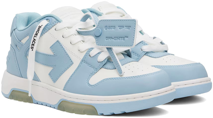 Off-White Out Of Office OOO Low Tops Leather White Light Blue