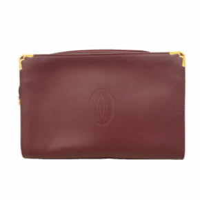 Pochette Cartier Must cuir bordeaux garnitures dorées
