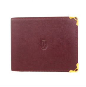 Portefeuille Cartier Must cuir bordeaux garnitures dorées