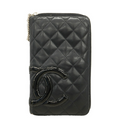 Portefeuille long Chanel Cambon agneau noir