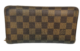 Portefeuille long Louis Vuitton Damier Porte-Monnaie Zip ébène