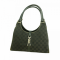 Sac à main Gucci Jackie toile GG noir garnitures argentées
