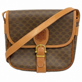 Sac à bandoulière Céline Macadam marron, ferrures dorées