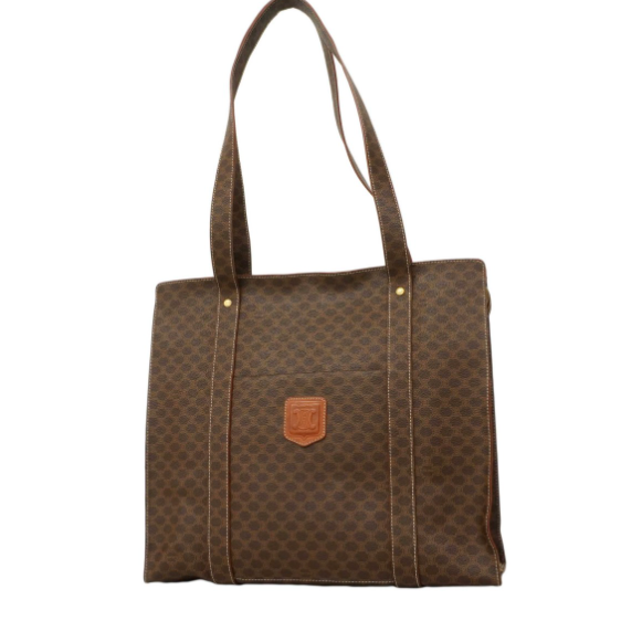 Sac cabas Céline Macadam PVC marron ferrures dorées